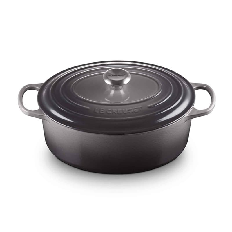 31CM CAST IRON OVAL SHALLOW CASSEROLE - FLINT