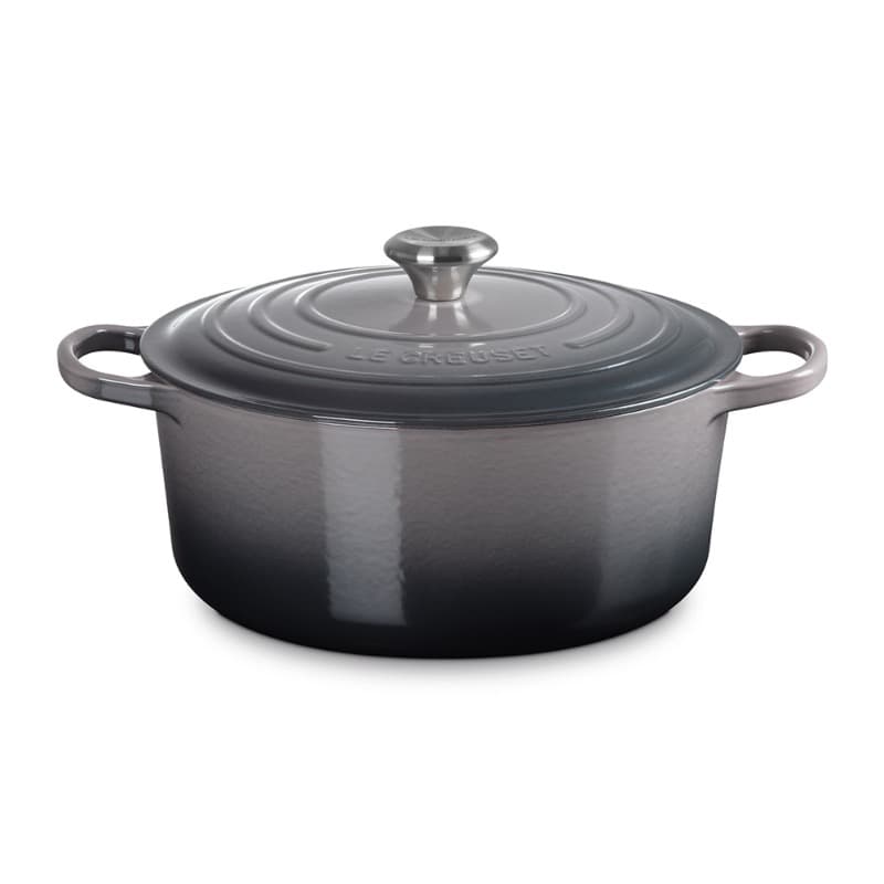 28CM SIGNATURE ENAMELLED CAST IRON ROUND CASSEROLE - FLINT