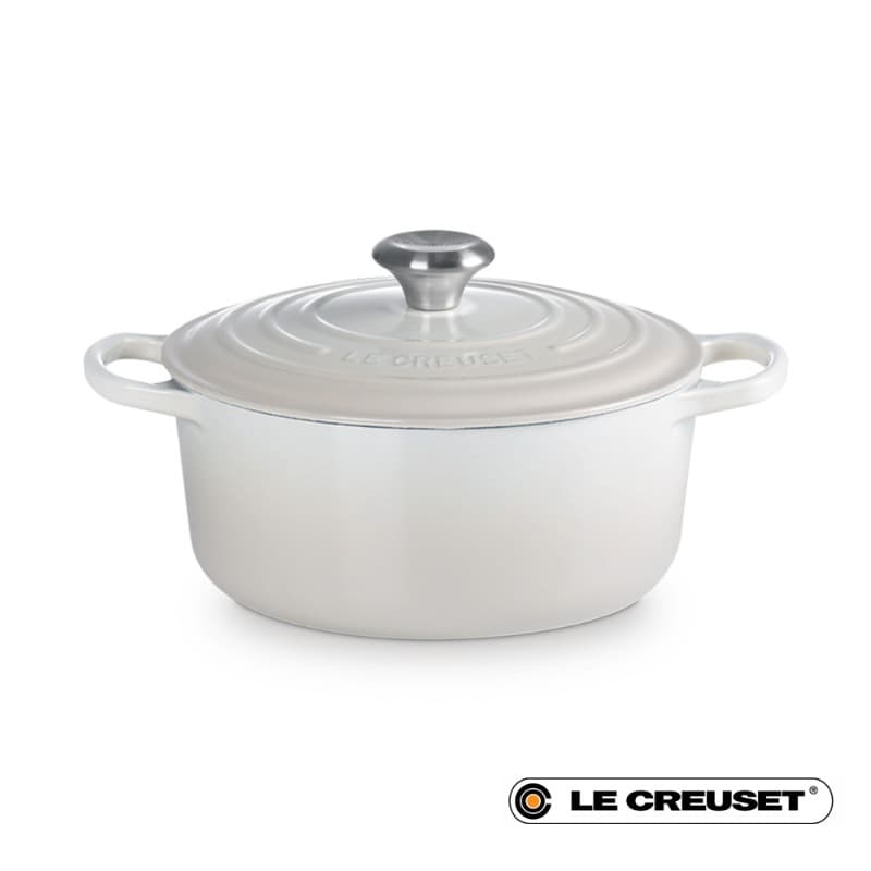 24CM SIGNATURE ENAMELLED CAST IRON ROUND CASSEROLE - MERINGUE