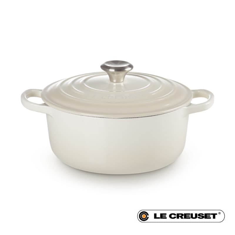 20CM SIGNATURE ENAMELLED CAST IRON ROUND CASSEROLE - MERINGUE