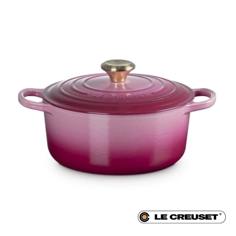 24CM SIGNATURE ENAMELLED CAST IRON ROUND CASSEROLE - BERRY LIGHT