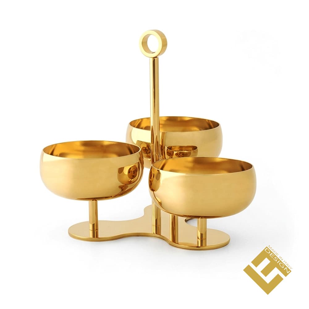NUTS HOLDER 3 CUPS IN 18/10 S/S GOLD