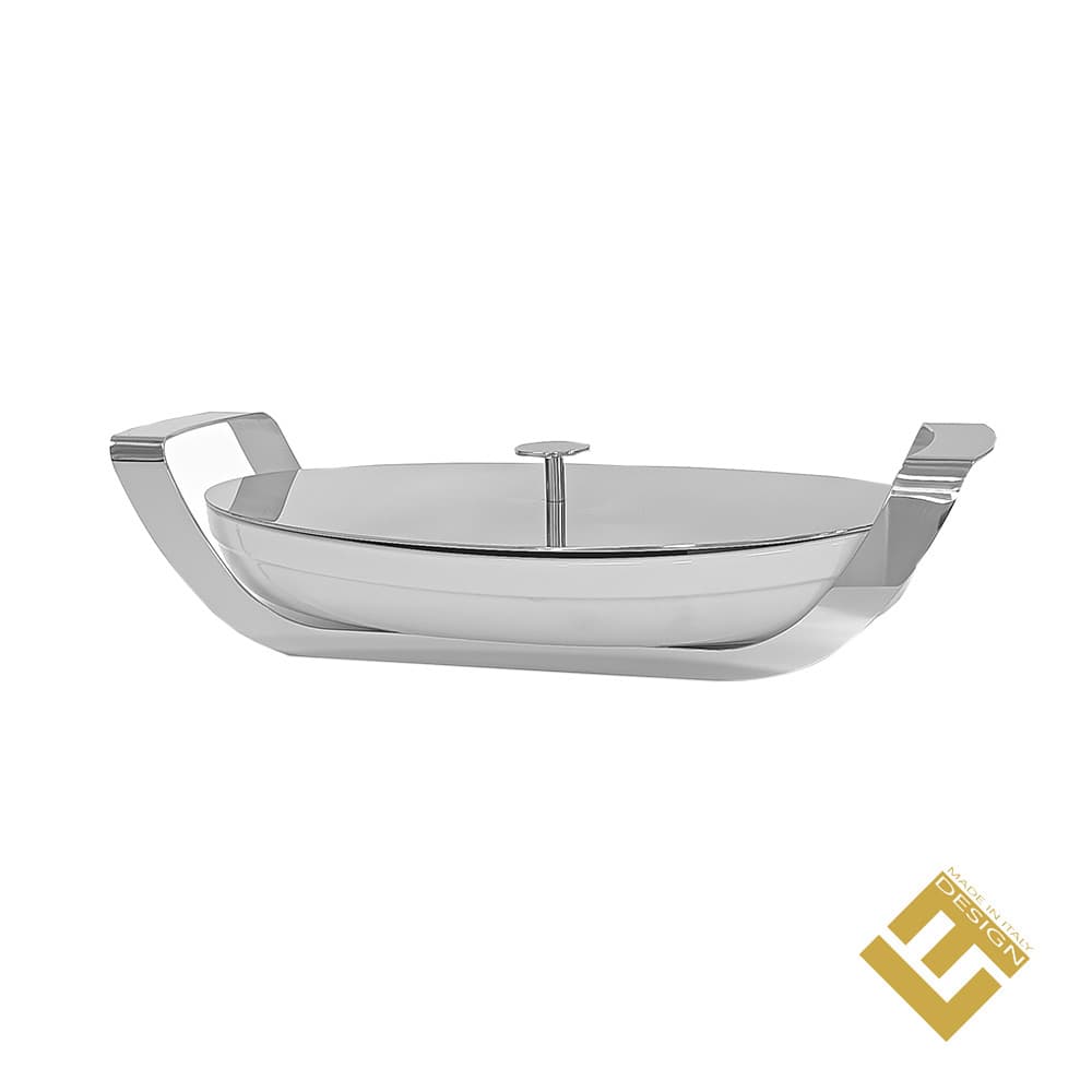 OVAL DISH STAINLESS STEEL HOLDER WITH LID