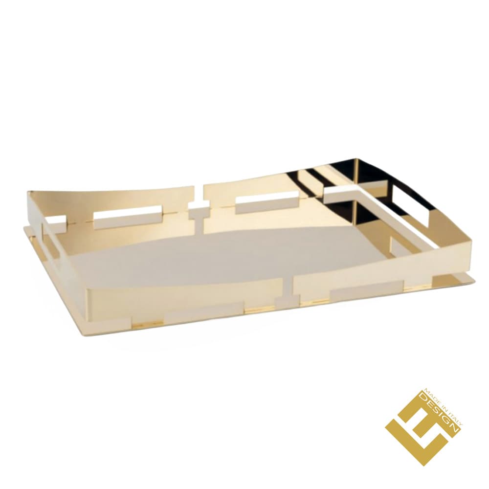 RECTANGULAR TRAY S/S GOLD PLATED