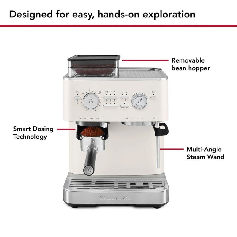 SEMI AUTOMATIC ESPRESSO MACHINE WITH BURR GRINDER - PORCELAIN WHITE