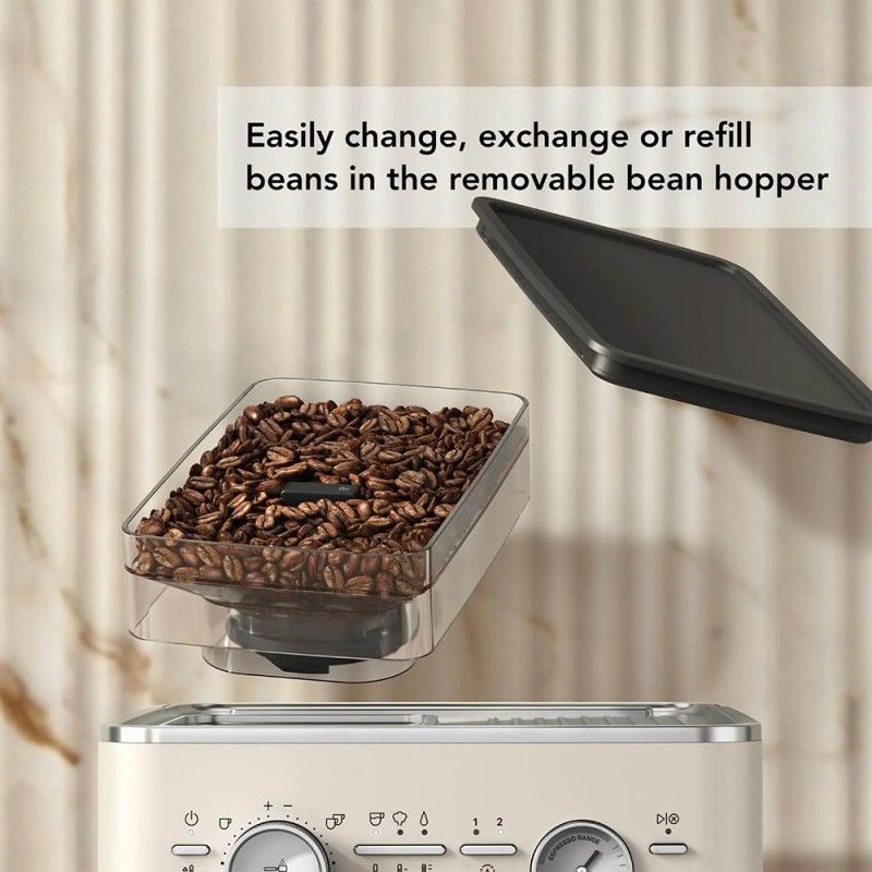 SEMI AUTOMATIC ESPRESSO MACHINE WITH BURR GRINDER - PORCELAIN WHITE