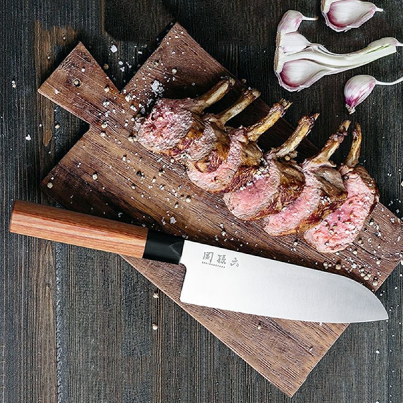 SEKIMAGOROKU REDWOOD PAKKA SANTOKU 6.75"