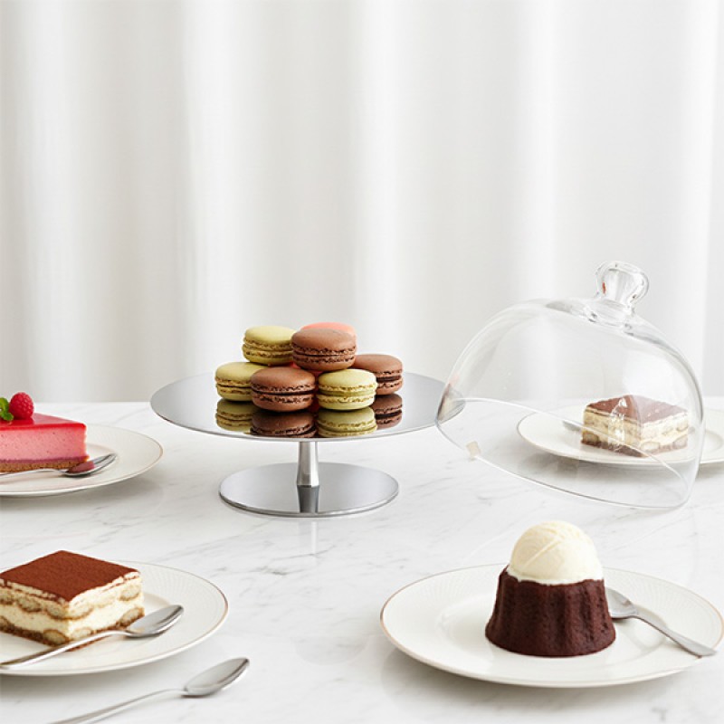 STAND W/GLASS DOME S/S