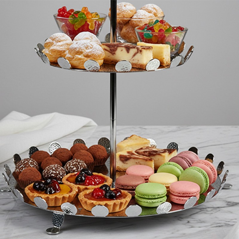 2 TIER STAND S/S ELEPHANT SKIN