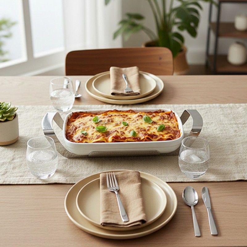 RECTANGULAR DISH STAINLESS STEEL HOLDER WITH LID