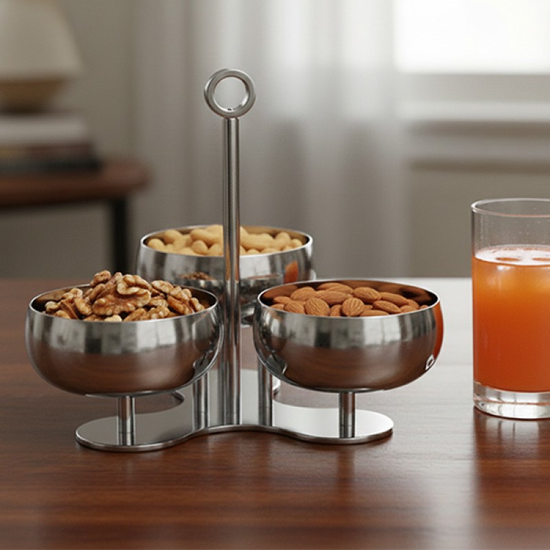 NUTS HOLDER 3 CUPS S/S