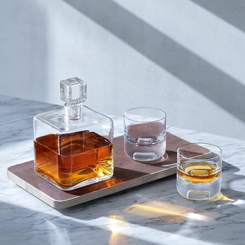 CASK  CONNOISSEUR SET CLEAR & ASH/CORK TRAY