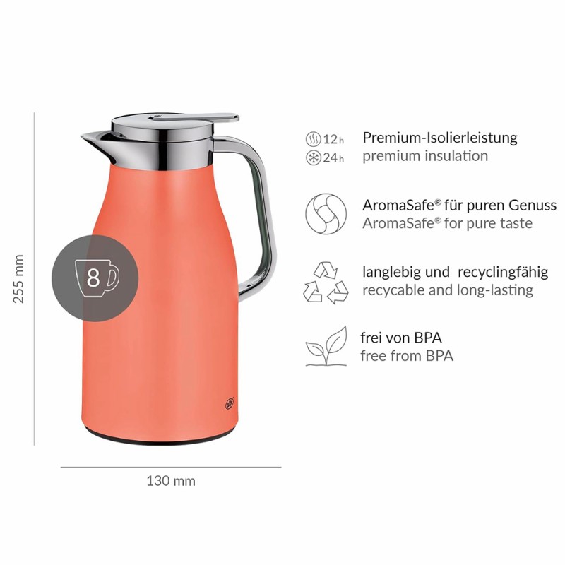 1.0L INSULATED CARAFE SKYLINE - DEEP APRICOT MAT