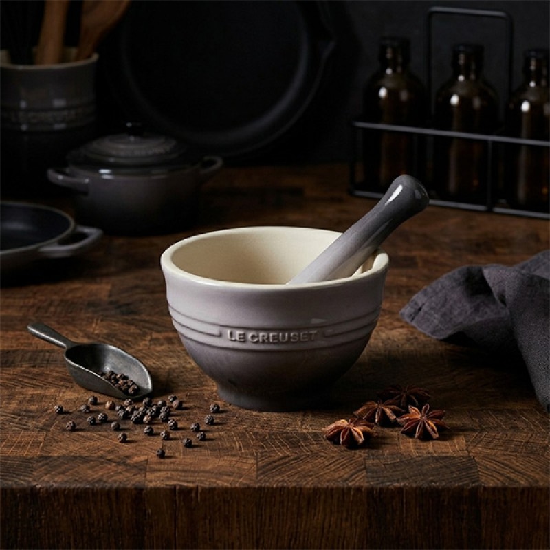 300ML STONEWARE MORTAR & PESTLE - FLINT