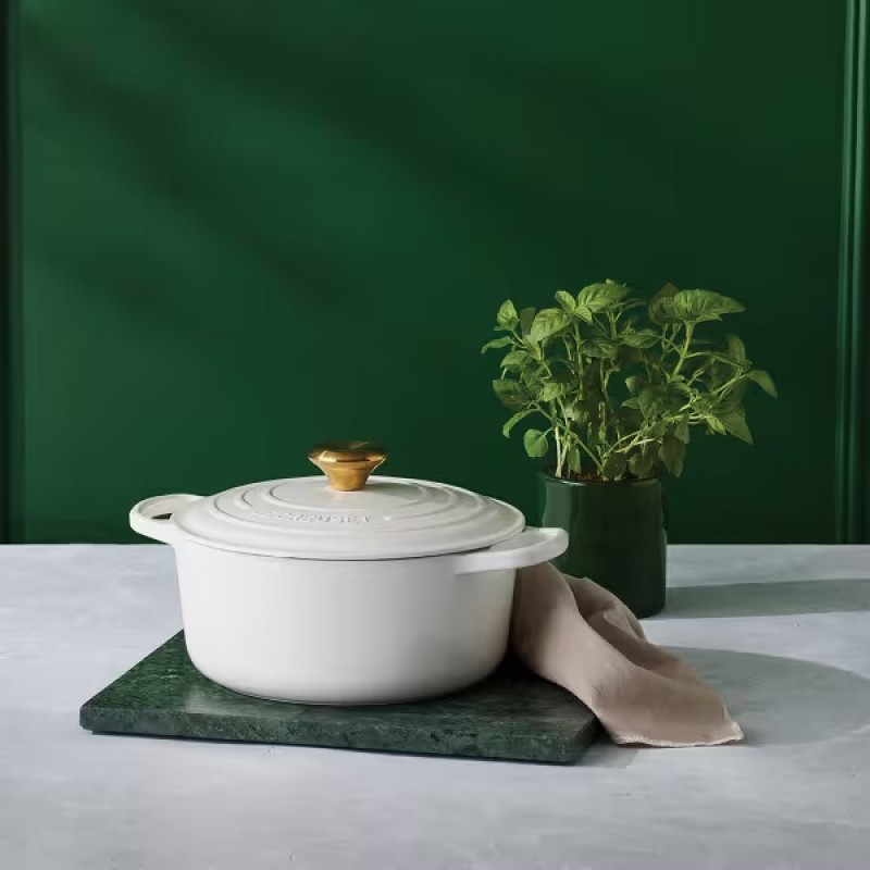 24CM SIGNATURE ENAMELLED CAST IRON ROUND CASSEROLE - WHITE