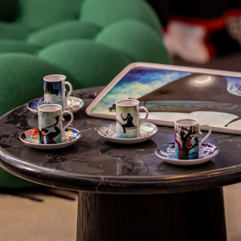 SET 4 COFFEE CUPS W/SAUCERS FUR BEETHOVEN