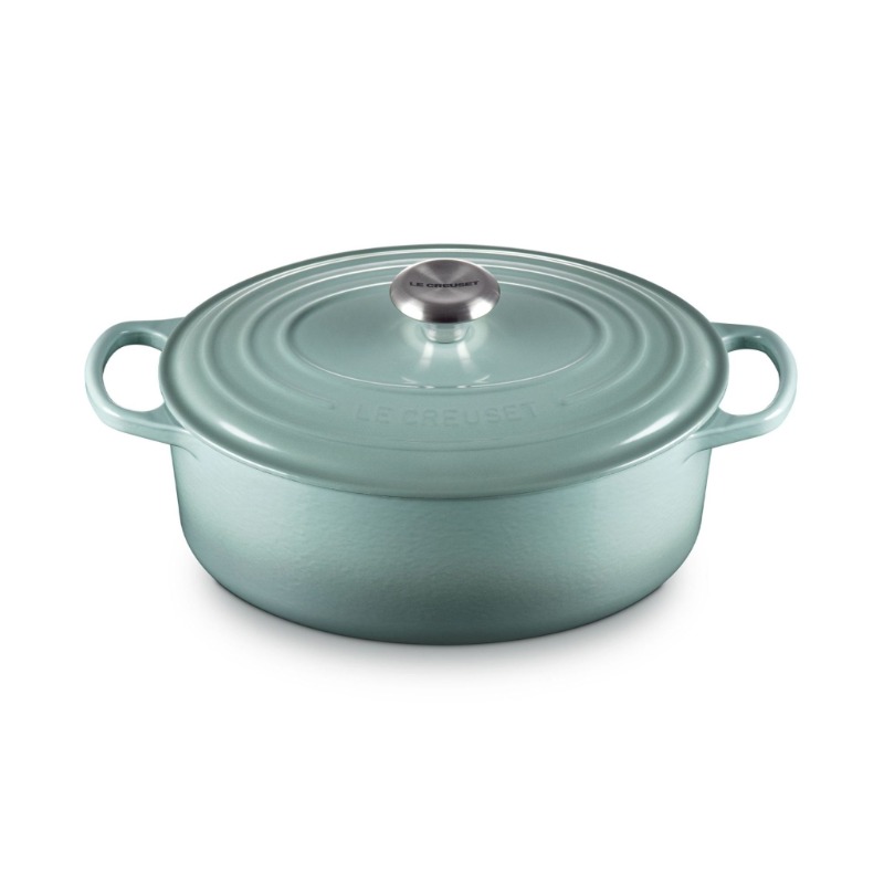 31cm CAST IRON OVAL CASSEROLE - SEA SALT