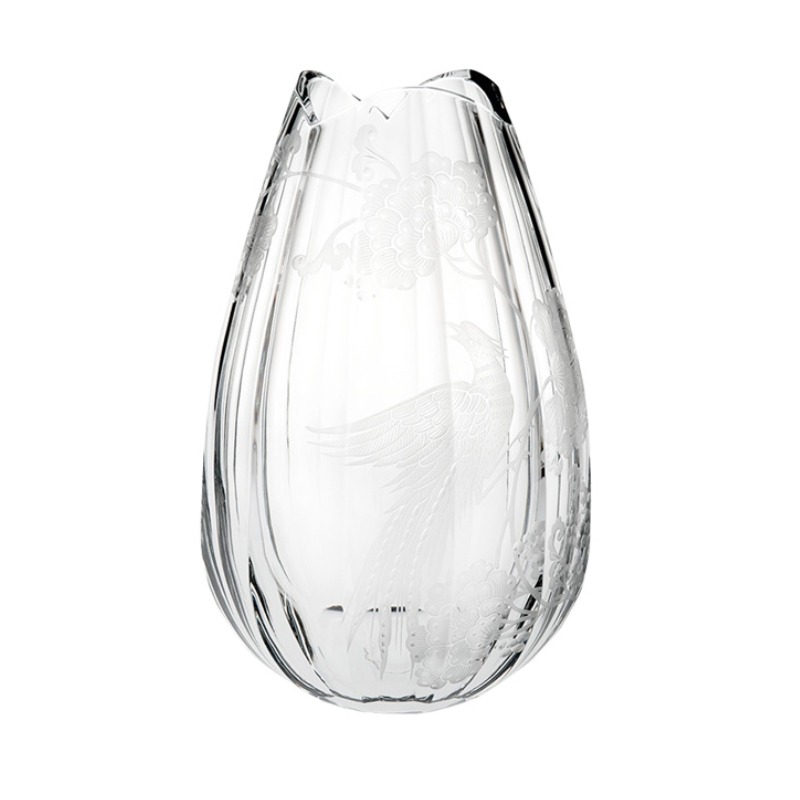 VASE ENGRAVED BLUE BIRD