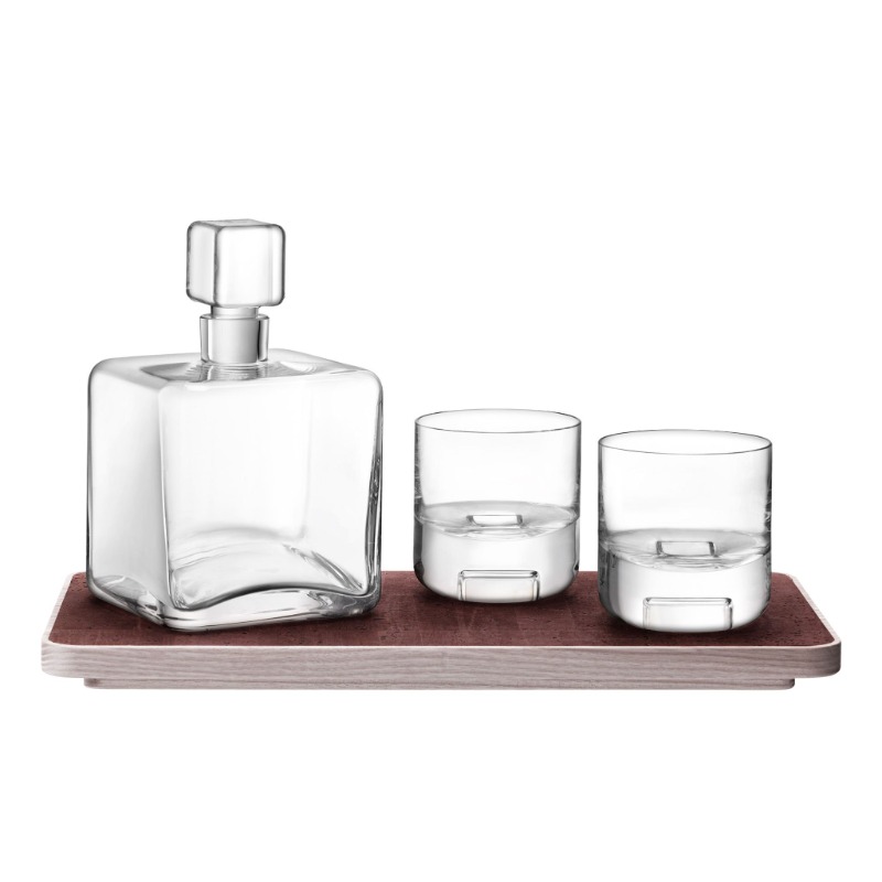 CASK  CONNOISSEUR SET CLEAR & ASH/CORK TRAY