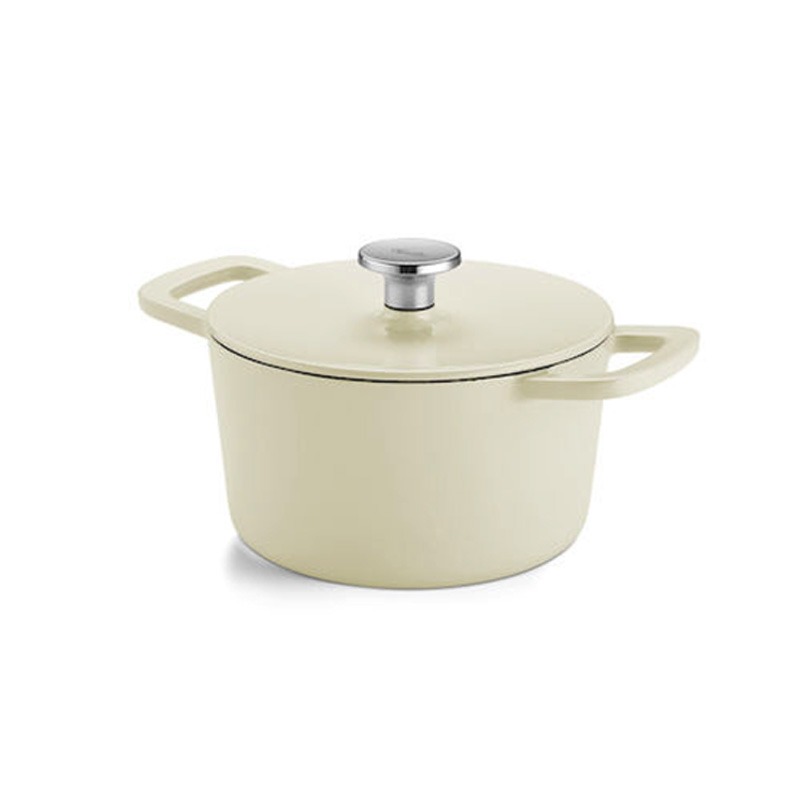 CAST IRON IVORY WHITE DUTCH OVEN 20CM ROUND