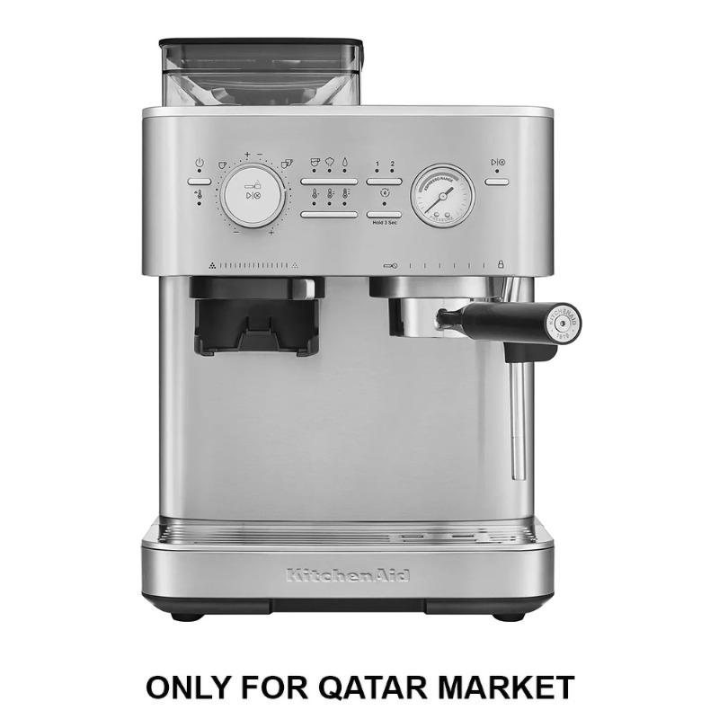 SEMI AUTOMATIC ESPRESSO MACHINE WITH BURR GRINDER - STEEL