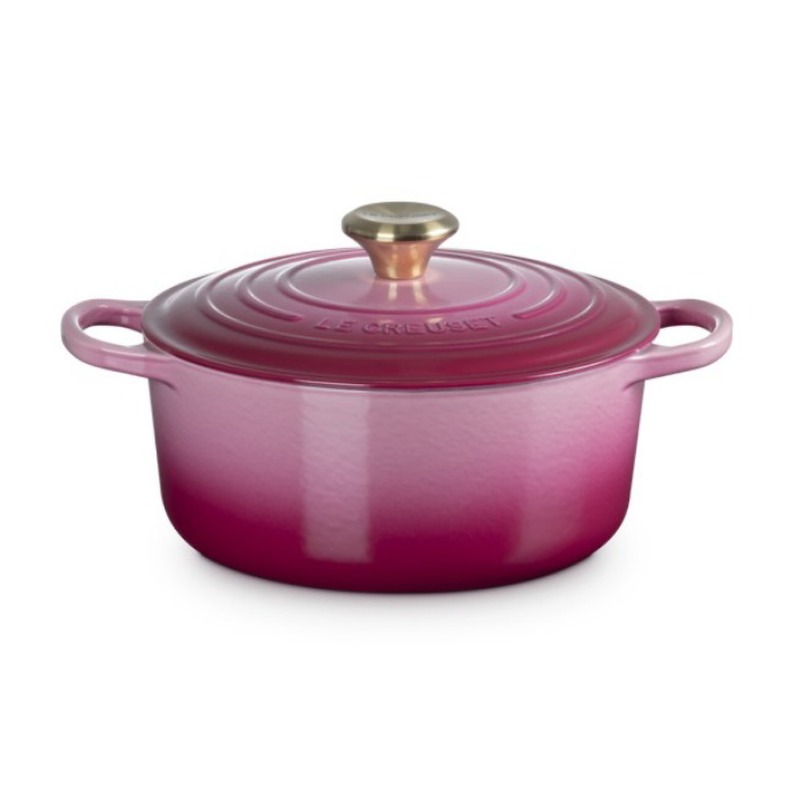 24CM SIGNATURE ENAMELLED CAST IRON ROUND CASSEROLE - BERRY LIGHT