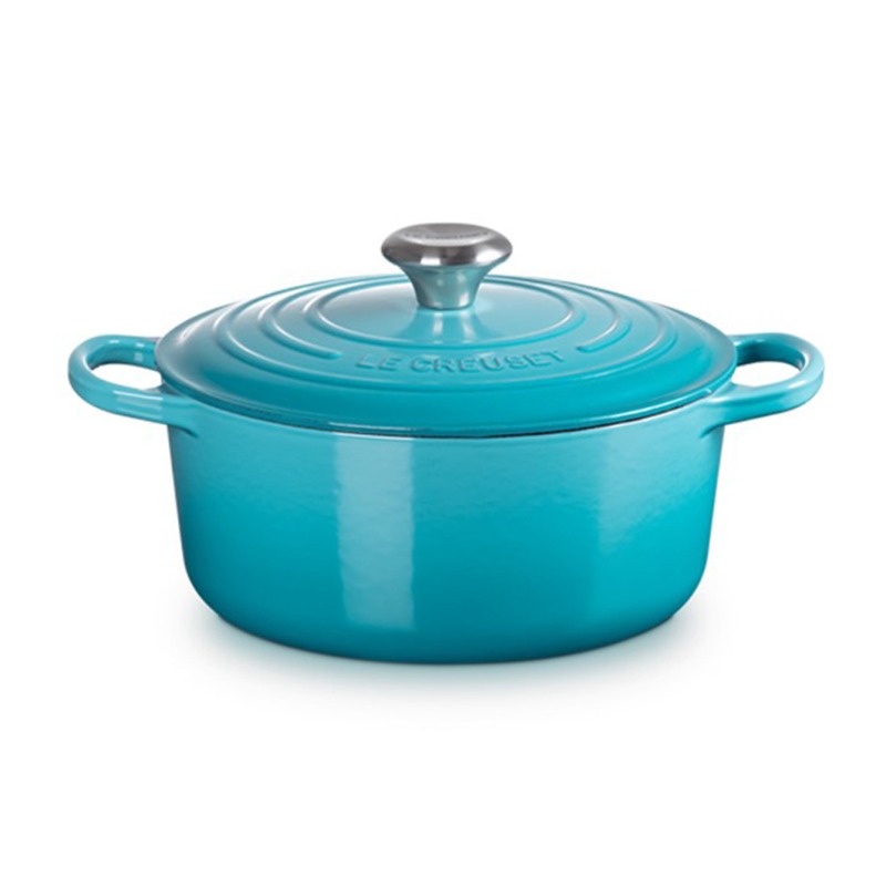 24CM SIGNATURE ENAMELLED CAST IRON ROUND CASSEROLE - TEAL