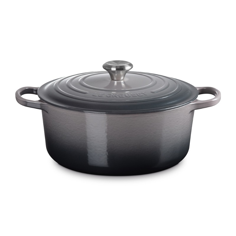 28CM SIGNATURE ENAMELLED CAST IRON ROUND CASSEROLE - FLINT