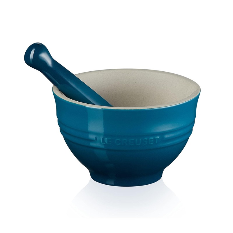 300ML STONEWARE MORTAR & PESTLE - DEEP TEAL