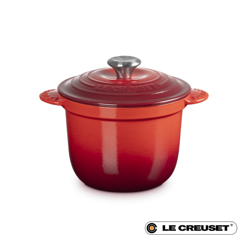 18CM CAST IRON RICE POT WITH STONEWARE INSET - CERISE