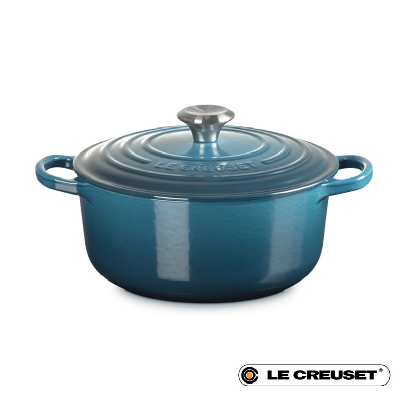 20CM SIGNATURE ENAMELLED CAST IRON ROUND CASSEROLE - DEEP TEAL