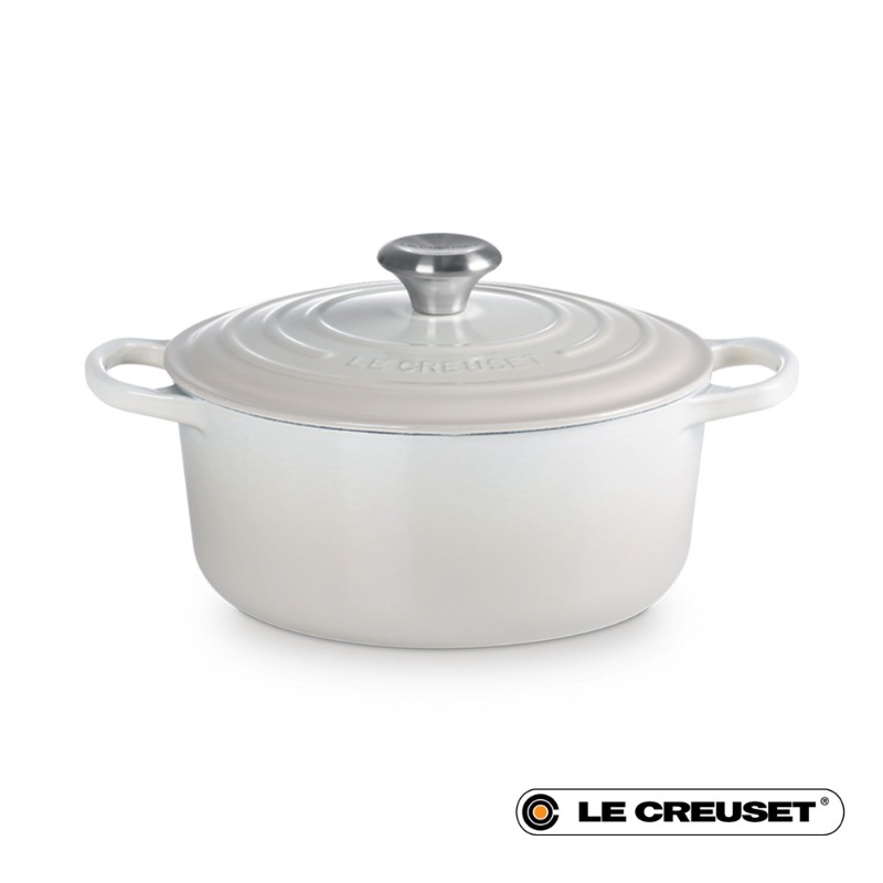 24CM SIGNATURE ENAMELLED CAST IRON ROUND CASSEROLE - MERINGUE