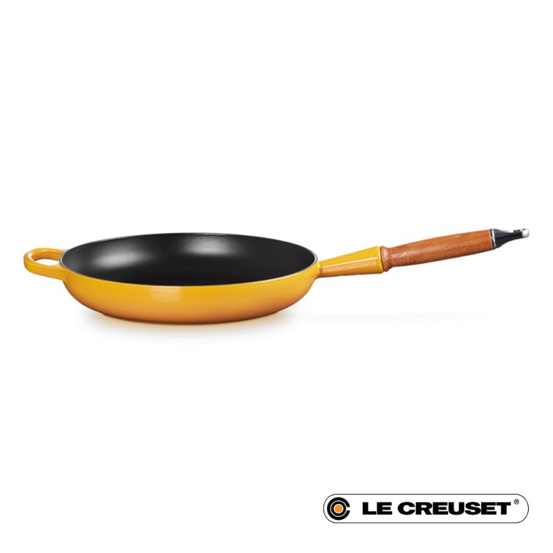 28cm CAST IRON FRYING PAN WITH WOODEN HANDLE - NECTAR