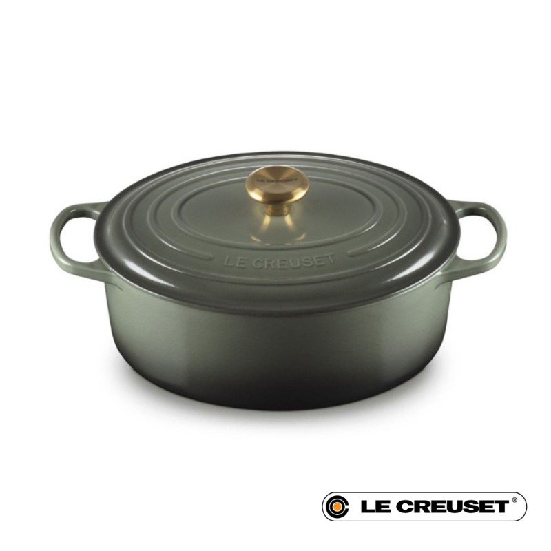 31CM CAST IRON OVAL SHALLOW CASSEROLE - THYME