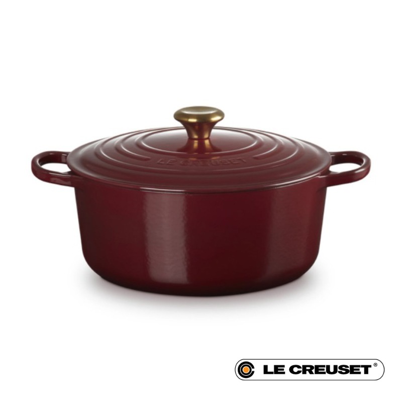 28CM SIGNATURE ENAMELLED CAST IRON ROUND CASSEROLE - GARNET