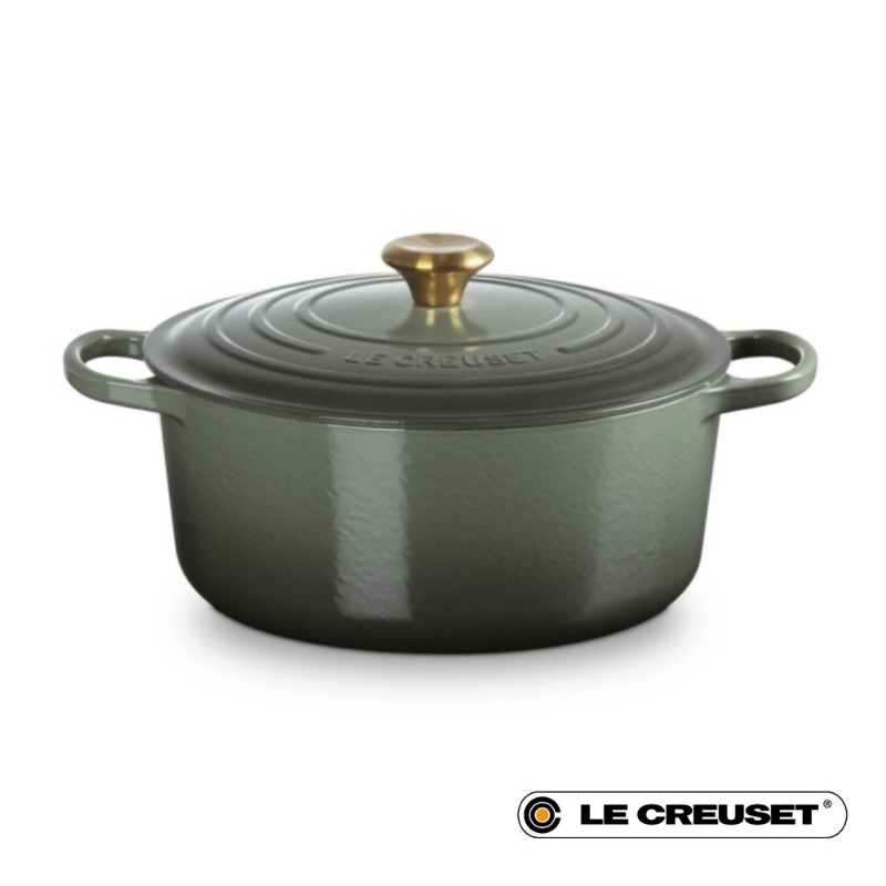 28CM SIGNATURE ENAMELLED CAST IRON ROUND CASSEROLE - THYME