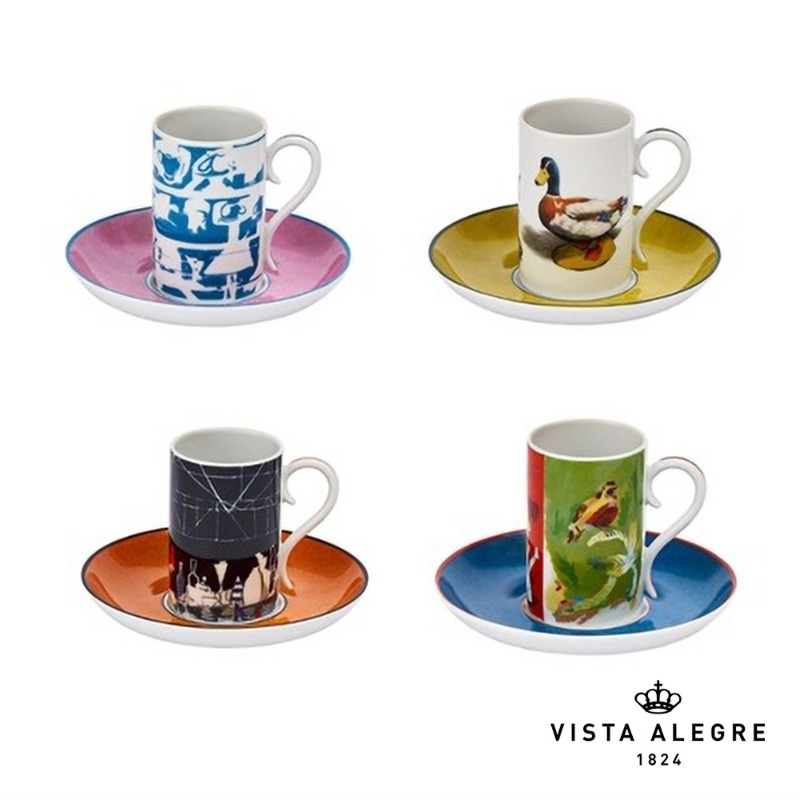 SET 4 COFFEE CUPS WITH SAUCERS CADE