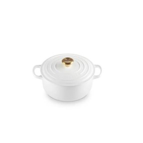 20cm CAST IRON ROUND CASSEROLE - WHITE