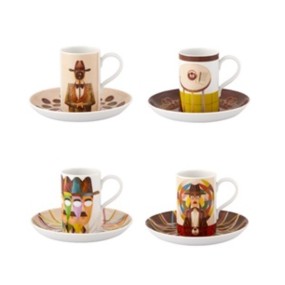 SET 4 COFFEE CUPS & SAUCERS PESSO