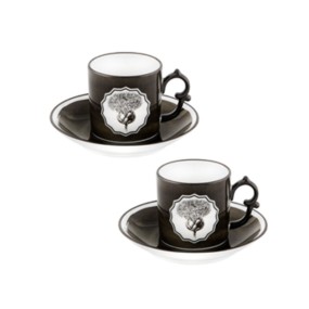 SET 2 COFFEE CUPS & SAUCER BLACK