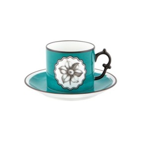 TEA CUP & SAUCER PEACOCK HERBARIAE
