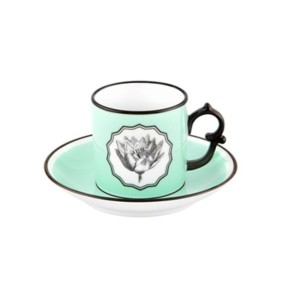 COFFEE CUP & SAUCER GREEN HERBARIAE