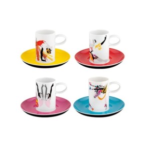 SET 4 COFFEE CUPS & SAUCERS TCHAIKO
