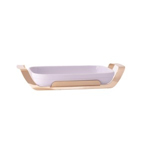 RECTANGULAR DISH STAINLESS STEEL HOLDER & LID GOLD...