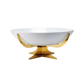 ROUND DISH W/S/S STAND W/LIDGOLD