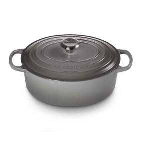 31CM CAST IRON OVAL SHALLOW CASSEROLE - MIST GREY
