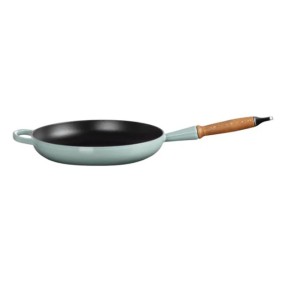 28cm CAST IRON FRYING PAN WITH WOODEN HANDLE -  SE...