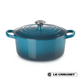 24CM SIGNATURE ENAMELLED CAST IRON ROUND CASSEROLE...